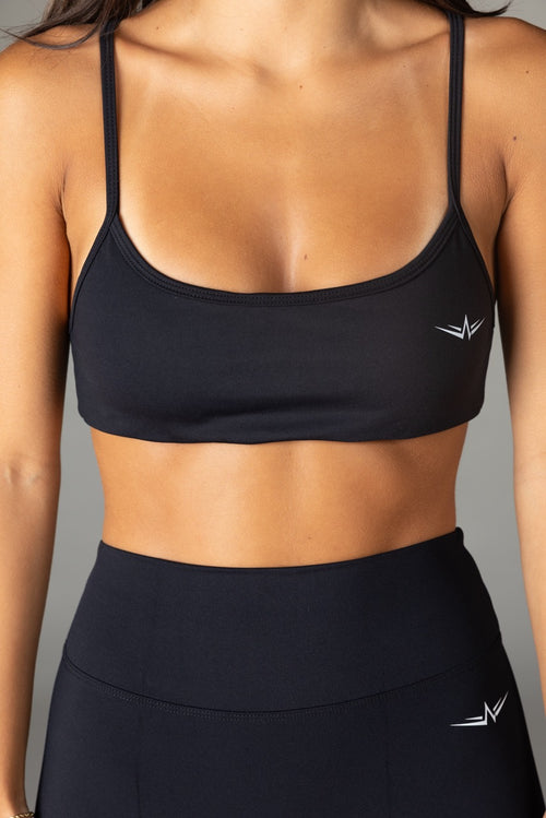 Flow Bra in Midnight, front view